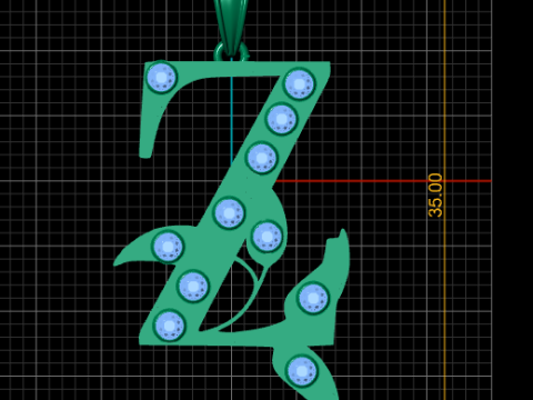 Letter Z Gold PENDANT 3D PRINTABLE MODEL 3D Baskı Modeli