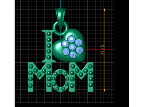 I LOVE MOM PENDANT 3D PRINTABLE MODEL 3D print model 3D Принт Модель