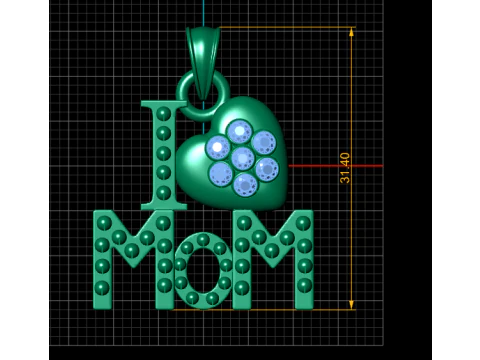 I LOVE MOM PENDANT 3D PRINTABLE MODEL 3D print model 3D Print Model