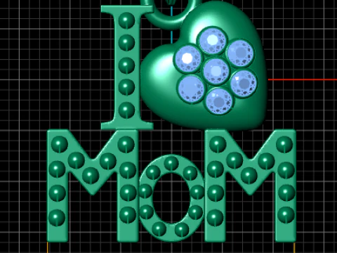 I LOVE MOM PENDANT 3D PRINTABLE MODEL 3D print model 3D Print Model