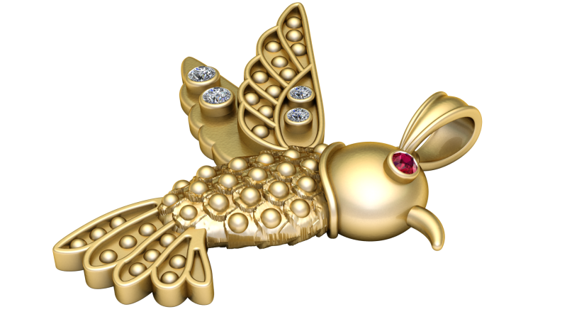 HUMMING BIRD PENDANT 3D PRINTABLE MODEL 3Dプリントモデル .c4d .max .obj .3ds .fbx .stl .blend 