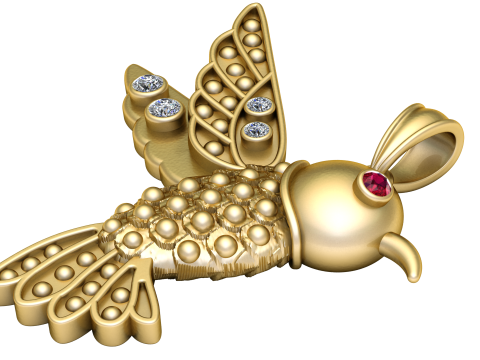 HUMMING BIRD PENDANT 3D PRINTABLE MODEL 3Dプリントモデル