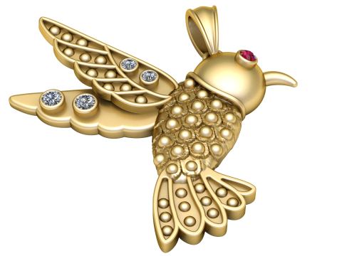 HUMMING BIRD PENDANT 3D PRINTABLE MODEL 3Dプリントモデル