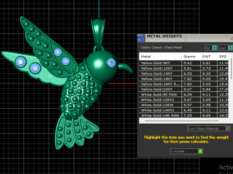 HUMMING BIRD PENDANT 3D PRINTABLE MODEL 3D Print Model