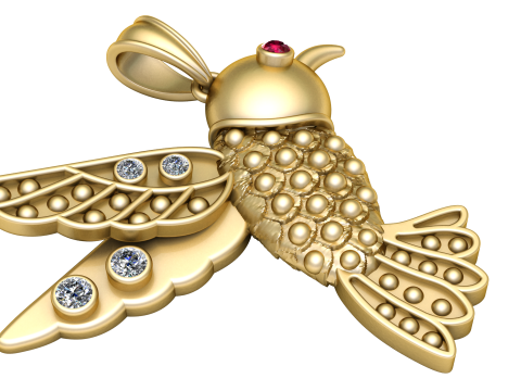 HUMMING BIRD PENDANT 3D PRINTABLE MODEL 3Dプリントモデル