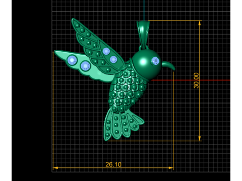 HUMMING BIRD PENDANT 3D PRINTABLE MODEL 3Dプリントモデル