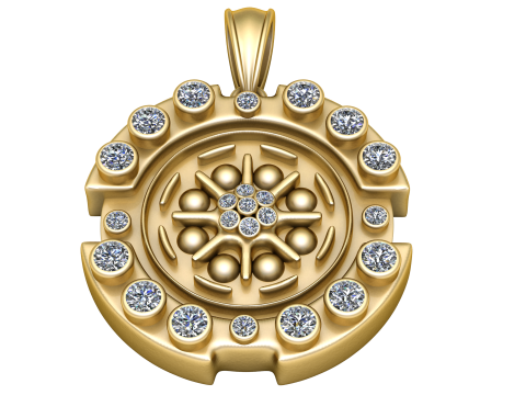 New Fashion Design Circle Gold PENDANT 3D PRINTABLE MODEL 3Dプリントモデル
