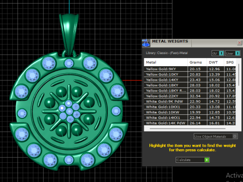 New Fashion Design Circle Gold PENDANT 3D PRINTABLE MODEL 3Dプリントモデル