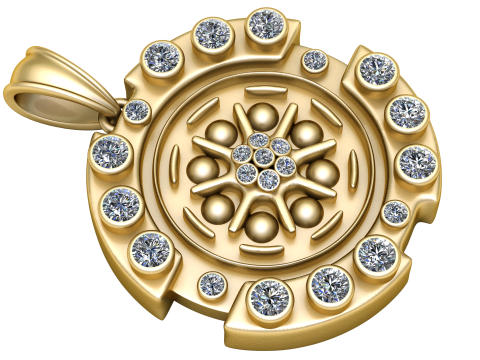 New Fashion Design Circle Gold PENDANT 3D PRINTABLE MODEL 3Dプリントモデル