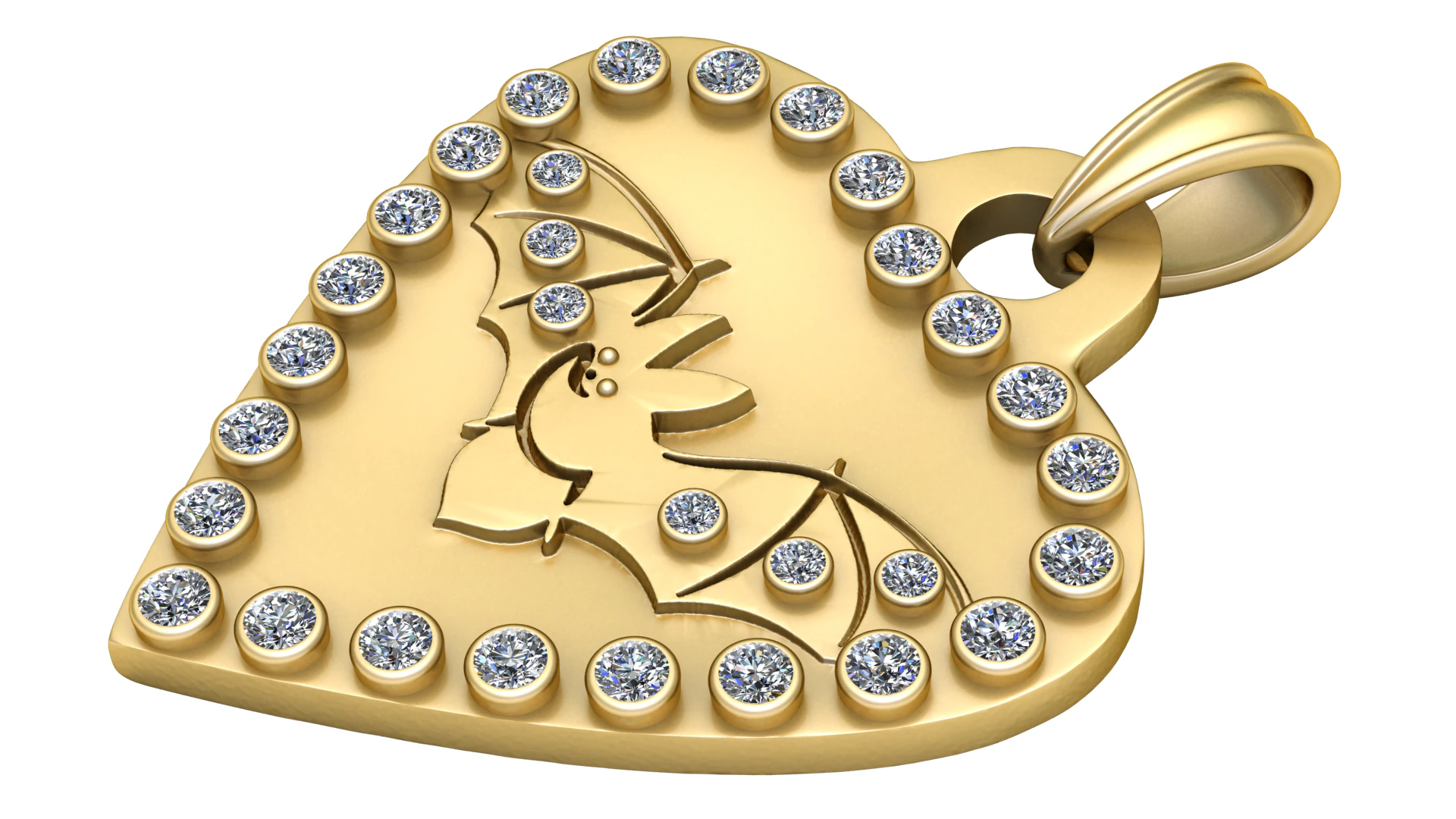 BAT DESIGN DIAMOND SHAPE PENDANT 3D PRITNABLE 3D Print Model .c4d .max .obj .3ds .fbx .stl .blend 