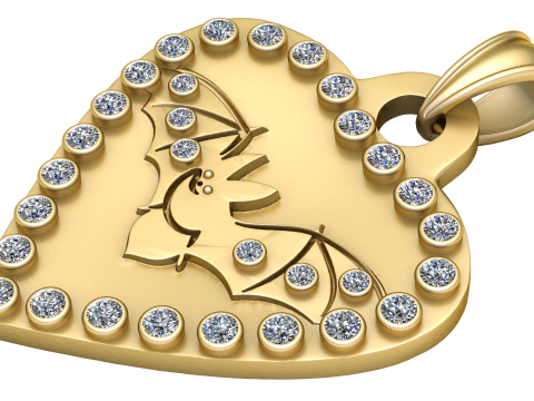 BAT DESIGN DIAMOND SHAPE PENDANT 3D PRITNABLE Modèles 3D en vedette
