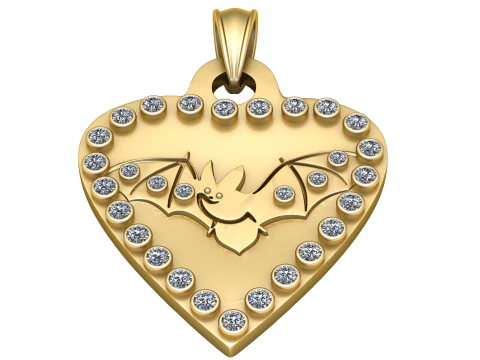 BAT DESIGN DIAMOND SHAPE PENDANT 3D PRITNABLE 3D Print Model