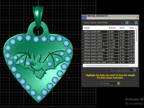 BAT DESIGN DIAMOND SHAPE PENDANT 3D PRITNABLE 3D Print Model