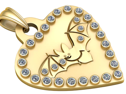 BAT DESIGN DIAMOND SHAPE PENDANT 3D PRITNABLE 3D Print Model