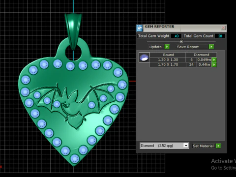 BAT DESIGN DIAMOND SHAPE PENDANT 3D PRITNABLE 3D Print Model