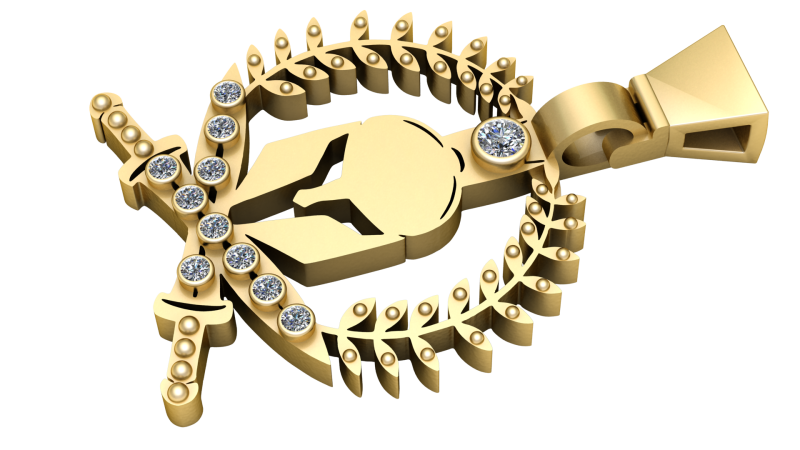 Gold Spartan PENDANT 3D PRINTABLE MODEL 3D-printmodel .c4d .max .obj .3ds .fbx .stl .blend 