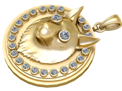 WOLF HEAD COIN PENDANT 3D PRINTABLE 3D Print Model