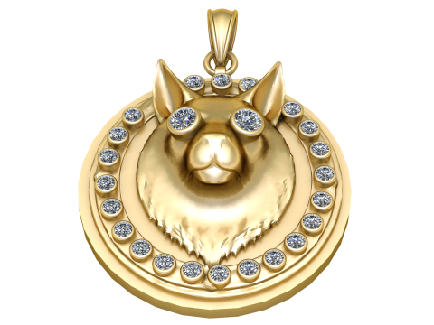 WOLF HEAD COIN PENDANT 3D PRINTABLE 3D-Druckmodell