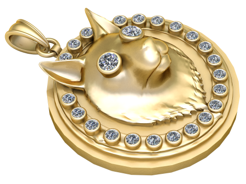 WOLF HEAD COIN PENDANT 3D PRINTABLE 3D-Druckmodell
