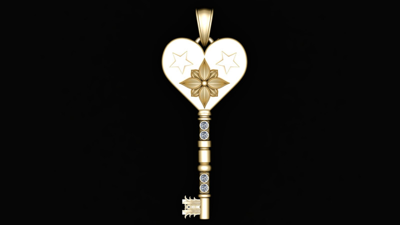 GOLD KEY PENDANT 3D PRINTABLE MODEL 3D 프린트 모델 .c4d .max .obj .3ds .fbx .stl .blend 