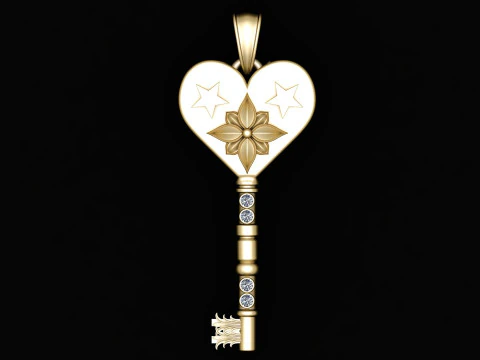 COLGANTE LLAVE DE ORO MODELO IMPRIMIBLE EN 3D Modelo de impresión 3D