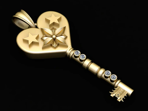 GOLD KEY PENDANT 3D PRINTABLE MODEL 3D Print Model