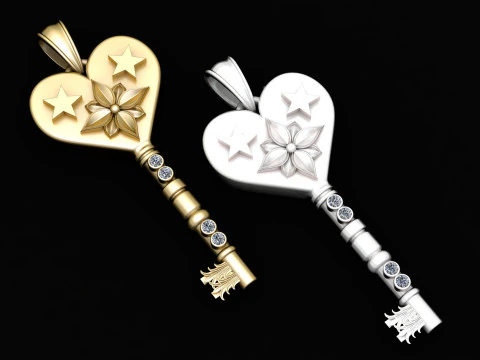 GOLD KEY PENDANT 3D PRINTABLE MODEL 3D Print Model