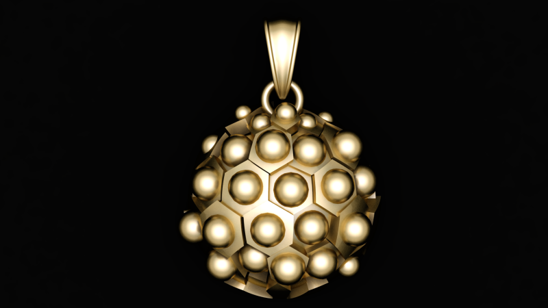 A Golden NECKLAES PENDANT 3D PRINTABLE MODEL Modelo de Impressão 3D .c4d .max .obj .3ds .fbx .stl .blend 