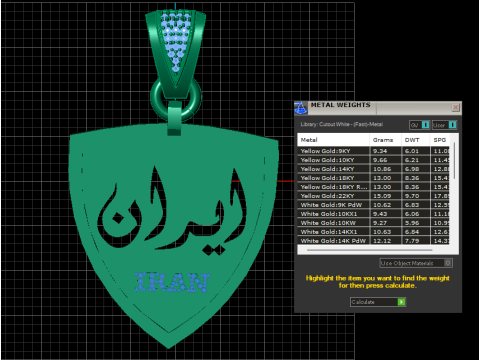 Iran gold PENDANT 3D PRINTABLE MODEL 3D Print Model