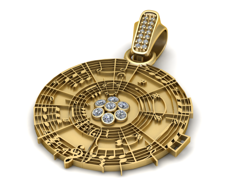 Gold necklace PENDANT 3D PRINTABLE MODEL Model Cetak 3D