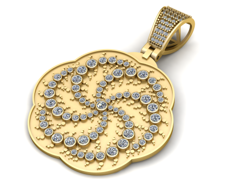 Pendant with diamonds PENDANT 3D PRINTABLE MODEL 3Dプリントモデル