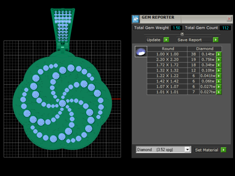 Pendant with diamonds PENDANT 3D PRINTABLE MODEL 3Dプリントモデル