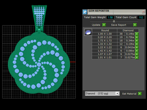 Pendant with diamonds PENDANT 3D PRINTABLE MODEL 3D Print Model