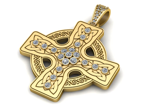 Gold Diamond Celtic Cross PENDANT 3D PRINTABLE MODEL 3D Print Model