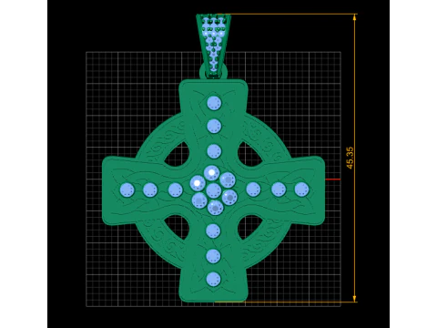 Gold Diamond Celtic Cross PENDANT 3D PRINTABLE MODEL 3D Print Model