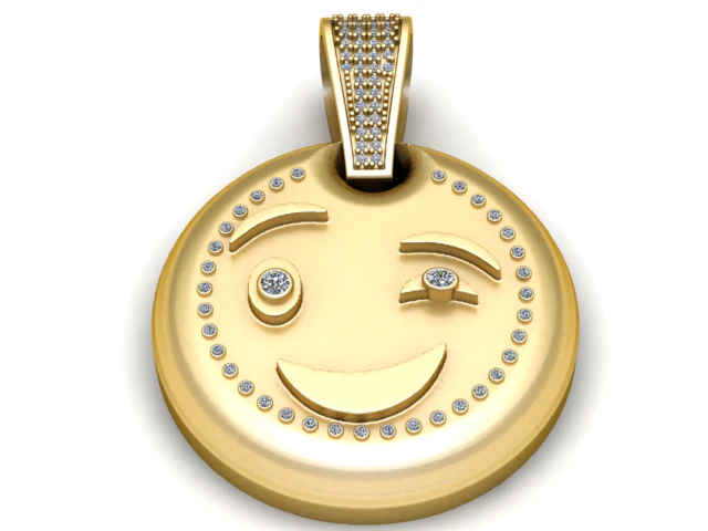 Smiley GOLD PENDANT 3D PRINTABLE MODEL 3D Print Model .c4d .max .obj .3ds .fbx .stl .blend
