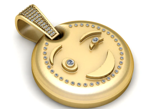 Smiley GOLD PENDANT 3D PRINTABLE MODEL 3D Print Model