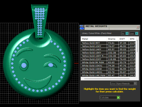 Smiley GOLD PENDANT 3D PRINTABLE MODEL 3D Print Model
