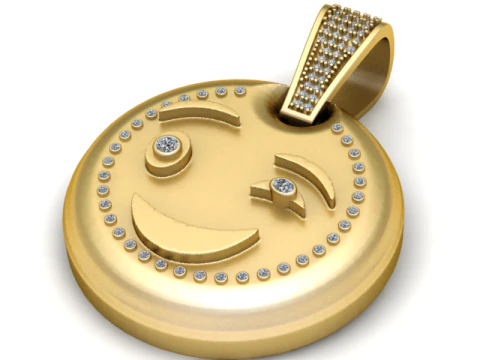 Smiley GOLD PENDANT 3D PRINTABLE MODEL 3D Print Model