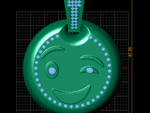 Smiley GOLD PENDANT 3D PRINTABLE MODEL 3D Print Model