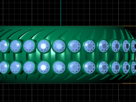 3 Row Bezel Set Eternity Emerald Ring Bezel Set pandant 3D-printmodel