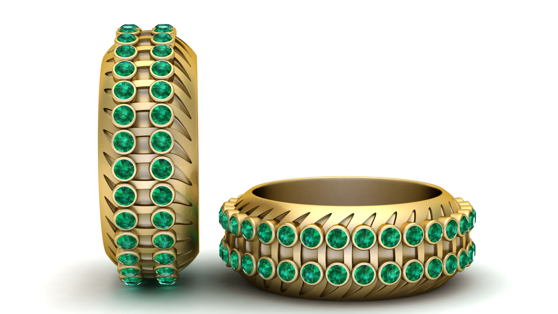 3 Row Bezel Set Eternity Emerald Ring Bezel Set pendant 3D Print Model .c4d .max .obj .3ds .fbx .stl .blend 