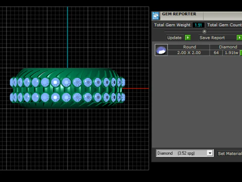 3 Row Bezel Set Eternity Emerald Ring Bezel Set pendant 3D Print Model