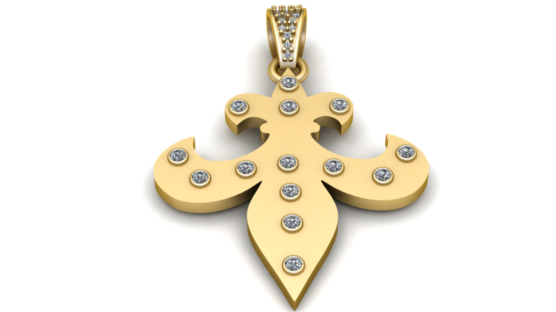 Religious Jewelry Fleur De Lis Saint Necklace 316L Stainless Steel Flower Lily Choker Wome pendant 3D Print Model .c4d .max .obj .3ds .fbx .stl .blend