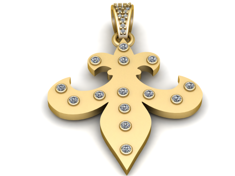 Religious Jewelry Fleur De Lis Saint Necklace 316L Stainless Steel Flower Lily Choker Wome pendant 3D Print Model