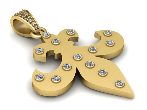 Religious Jewelry Fleur De Lis Saint Necklace 316L Stainless Steel Flower Lily Choker Wome pendant 3D Print Model