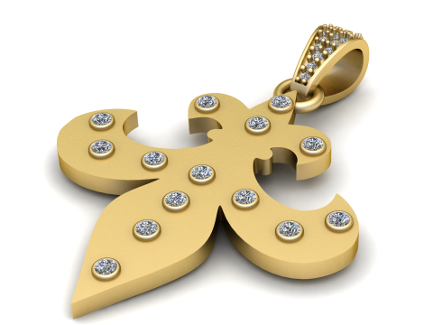 Religious Jewelry Fleur De Lis Saint Necklace 316L Stainless Steel Flower Lily Choker Wome pendant 3D Print Model