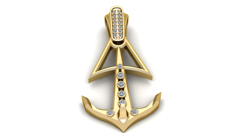 Anchor Diamond Pav Pendant 3D 打印模型 .c4d .max .obj .3ds .fbx .stl .blend