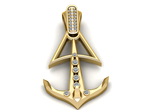 Anchor Diamond Pav Pendant 3D-Druckmodell