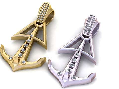 Anchor Diamond Pav Pendant 3D 打印模型